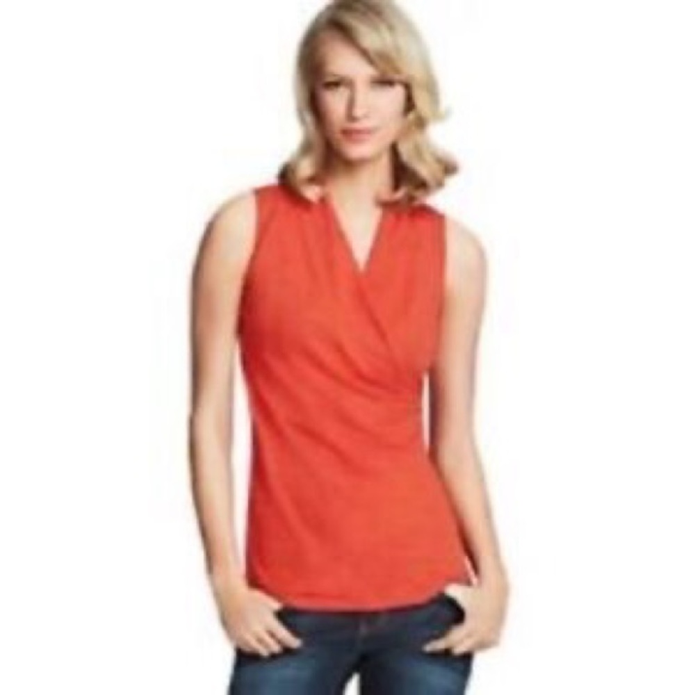 Orange CAbi sleeveless crossover tank #115. Size small.